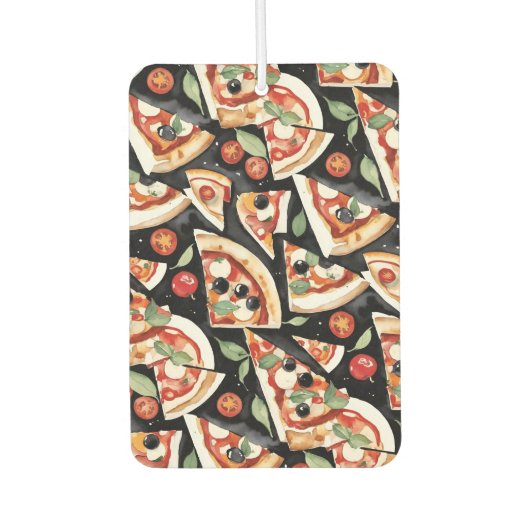 Abstracte pizzaplakjes op een zwarte achtergrond luchtverfrisser (Voorkant)