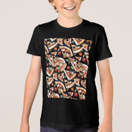 Abstracte pizzaplakjes op een zwarte achtergrond Tri-Blend shirt