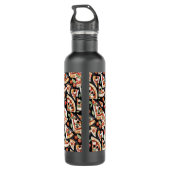 Abstracte pizzaplakjes op een zwarte achtergrond waterfles (Achterkant)