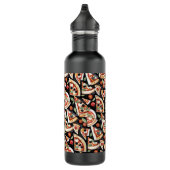 Abstracte pizzaplakjes op een zwarte achtergrond waterfles (Rechts)