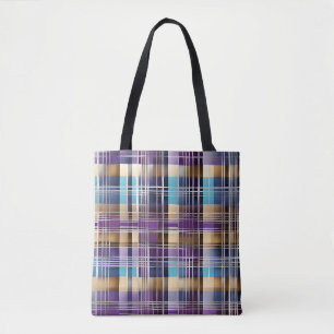 abstracte plaid canvas tas