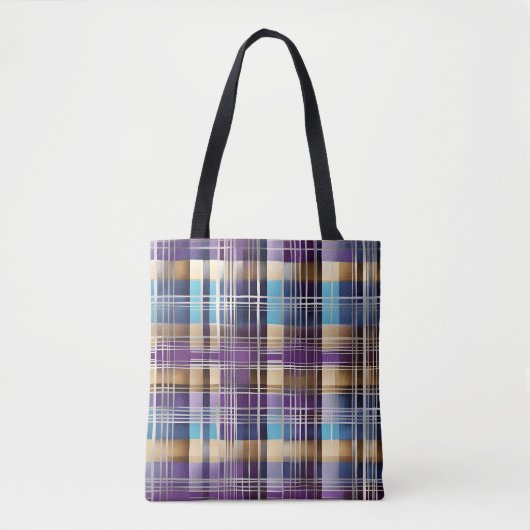 abstracte plaid canvas tas (Voorkant)