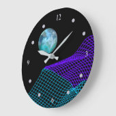 Abstracte planeet 5e Dimension Paars Blauw zwart Grote Klok (Hoek)