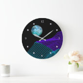 Abstracte planeet 5e Dimension Paars Blauw zwart Grote Klok (Huis)