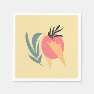 Abstracte plant illustratie vormen roze geel    servet