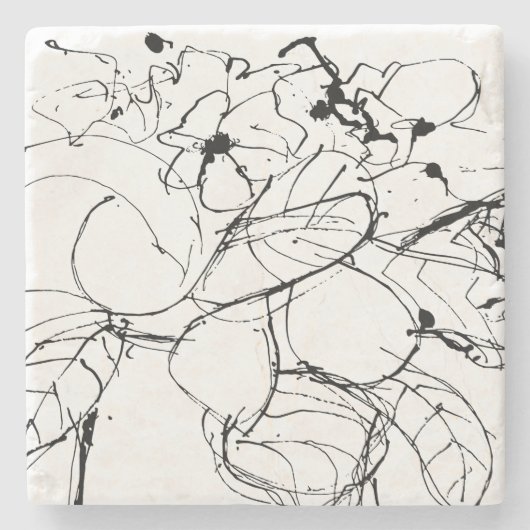 Abstracte Plant Tekening Stenen Onderzetter (Voorkant)