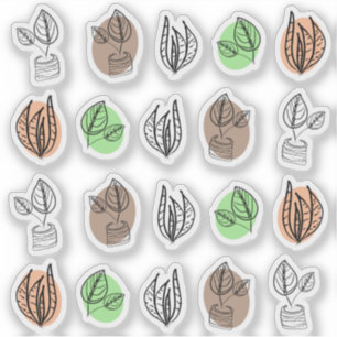 Abstracte Planten Krabbels Sticker
