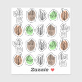 Abstracte Planten Krabbels Sticker (Vel)