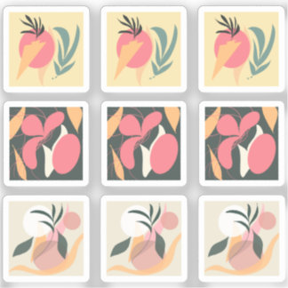 Abstracte Planten Tekening Omlijst Sticker