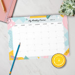 Abstracte platenbank voor maandelijks gebruik voor notitieblok<br><div class="desc">Deze schattige maandelijkse planner heeft een abstract ontwerp met verschillende vormen in pastelkleuren. Dit is een ongedateerde maandelijkse planner waar u de data zelf invult en deze maand na maand gebruikt.</div>