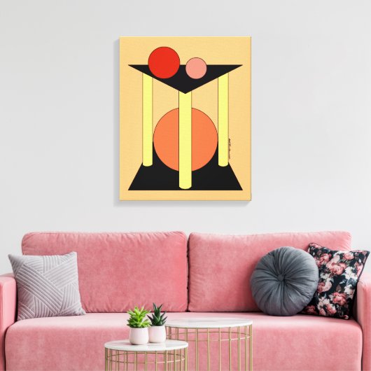 Abstracte platformen, pilaren en cirkels canvas afdruk (Insitu (Woonkamer))