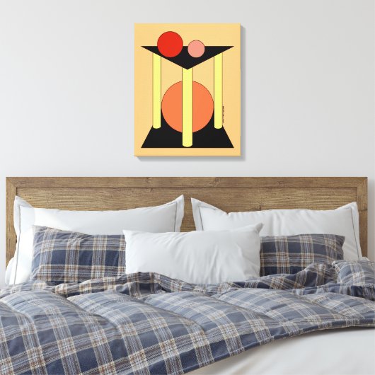 Abstracte platformen, pilaren en cirkels canvas afdruk (Insitu (Slaapkamer))