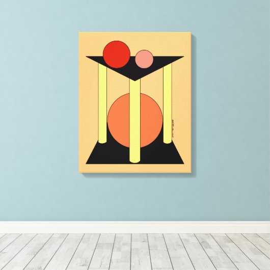 Abstracte platformen, pilaren en cirkels canvas afdruk (Insitu (Houten vloer))