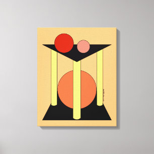 Abstracte platformen, pilaren en cirkels canvas afdruk