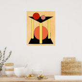 Abstracte platformen, pilaren en cirkels poster (Keuken)