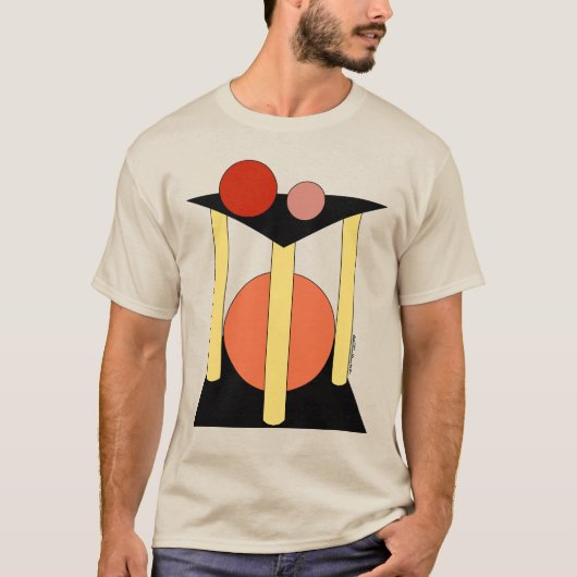 Abstracte platformen, pilaren en cirkels t-shirt (Voorkant)