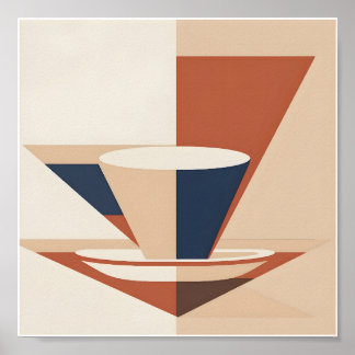 Abstracte platte geometrische afbeelding van een k poster