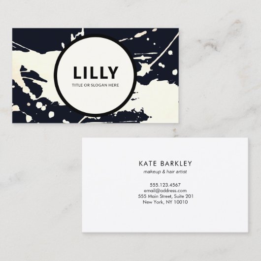 Abstracte platter met standaard zwart wit verf visitekaartje (Voorkant / Achterkant)