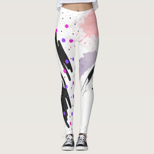 Abstracte Polka Dot Leggings (Voorkant)