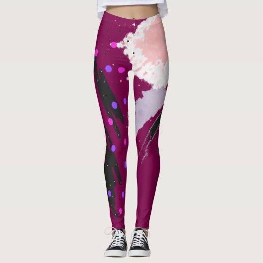 Abstracte Polka Dot Leggings (Voorkant)