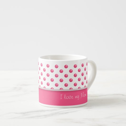 Abstracte polka stipt roze texture.Text. Espresso Kop (Voorkant rechts)