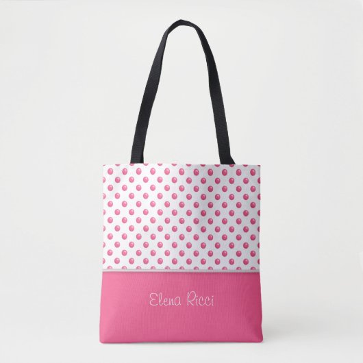 Abstracte polka stipt roze texture.Text. Tote Bag (Voorkant)