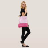 Abstracte polka stipt roze texture.Text. Tote Bag (Op model)