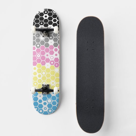 Abstracte polygender trotsvlag persoonlijk skateboard (Voorkant)