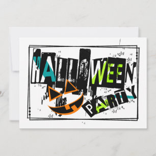 Abstracte Pompoen Gezicht Halloween Feest Uitnodig Kaart