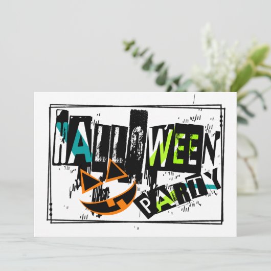 Abstracte pompoen glimlach Halloween Party Invite Kaart (Staand voorkant)