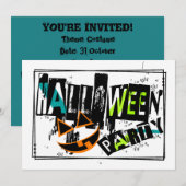 Abstracte pompoen glimlach Halloween Party Invite Kaart (Voorkant / Achterkant)