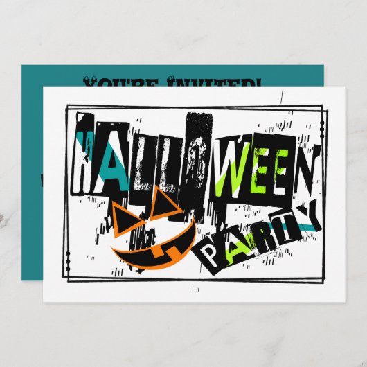 Abstracte pompoen glimlach Halloween Party Invite Kaart (Voorkant / Achterkant)