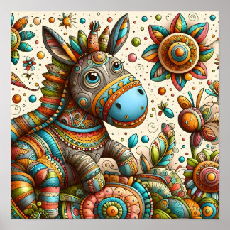 Abstracte Pony kunst voor kinderen Poster