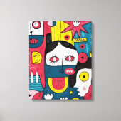 Abstracte Pop Art Faces – Modern Doodle Expression Canvas Afdruk (Voorkant)