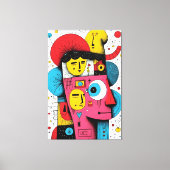 Abstracte Pop Art Faces – Surreal Doodle Expressio Canvas Afdruk (Voorkant)