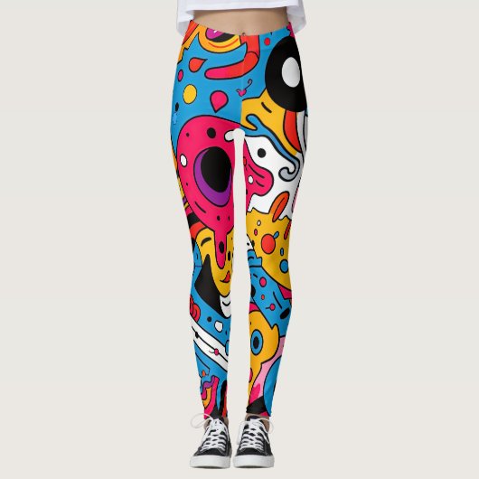 Abstracte Pop Art Naadloos Patroon Leggings (Voorkant)