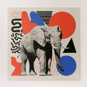 Abstracte Pop Art Olifant met Geometrische Vormen Legpuzzel