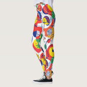 Abstracte Pop Art Primaire Kleurenpatroon Leggings (Links)