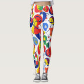 Abstracte Pop Art Primaire Kleurenpatroon Leggings (Voorkant)