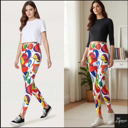 Abstracte Pop Art Primaire Kleurenpatroon Leggings
