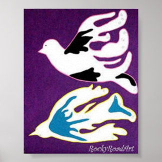Abstracte Pop Art Two Doves Poster