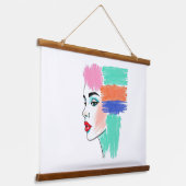 Abstracte Pop Art Woman Tapestry Hangend Wandkleed (Gebogen)
