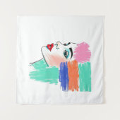 Abstracte Pop Art Woman Tapestry Wandkleed (Voorkant (horizontaal))