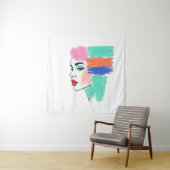 Abstracte Pop Art Woman Tapestry Wandkleed (In situ)