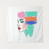 Abstracte Pop Art Woman Tapestry Wandkleed (Voorkant)