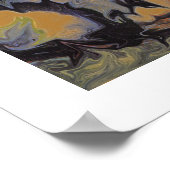 Abstracte Pop Fine Art Cool Retro Donkerblauw Geel Poster (Hoek)