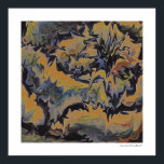 Abstracte Pop Fine Art Cool Retro Donkerblauw Geel Poster<br><div class="desc">Origineel abstract schilderij retro modern Magma Volcano in kleurrijke kleuren donkerblauw en beige van www.mariechristinebelkadi. auteursrecht</div>