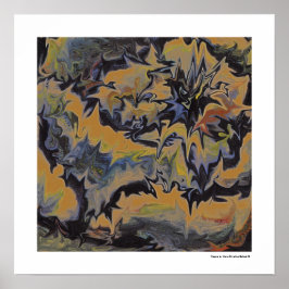 Abstracte Pop Fine Art Cool Retro Donkerblauw Geel Poster