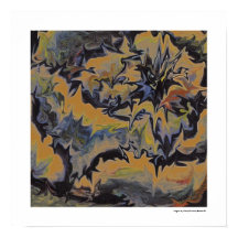 Abstracte Pop Fine Art Koele Retro Donkerblauw Gee