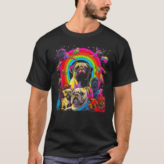 Abstracte Pop Pug Hond T-shirt (Voorkant)
